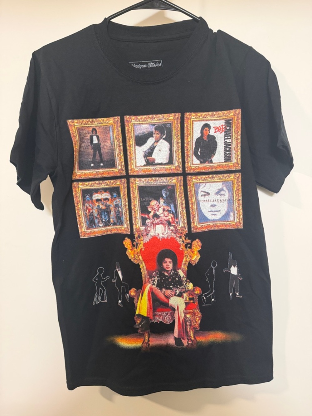 💿💿💿🤴🏽💿💿💿Michael Jackson Vintage Album Collage Graphic Black Tee - Size S